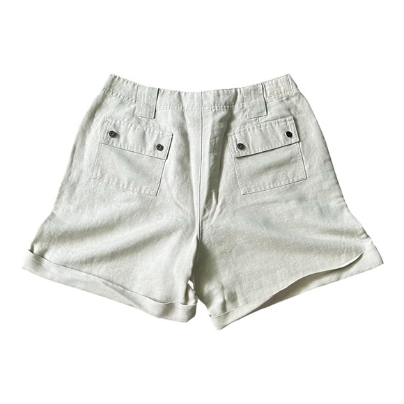 Liz Claiborne casual high waist Shorts 10 pockets zip button linen/cotton gray - Picture 10 of 12